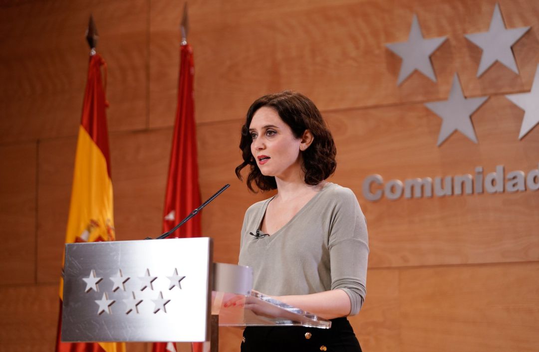 Declaración de Díaz Ayuso en la sede de la Comunidad de Madrid. Declaración de Díaz Ayuso en la sede de la Comunidad de Madrid.
