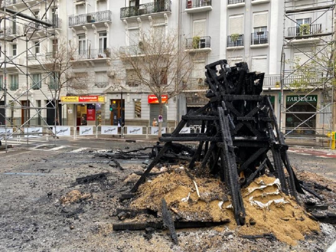 Así ha amanecido este lunes el cruce de calles donde planta la falla de Reino de Valencia Así ha amanecido este lunes el cruce de calles donde planta la falla de Reino de Valencia