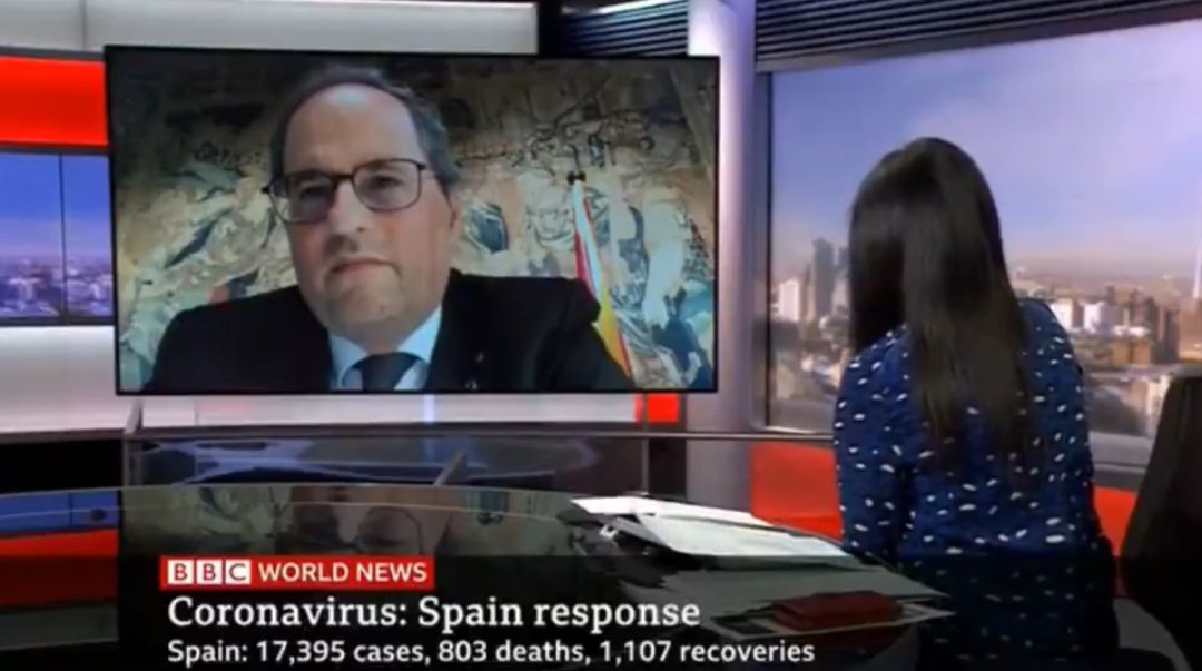 El preisdente del Govern, Quim Torra, en una entrevista de la BBC El preisdente del Govern, Quim Torra, en una entrevista de la BBC