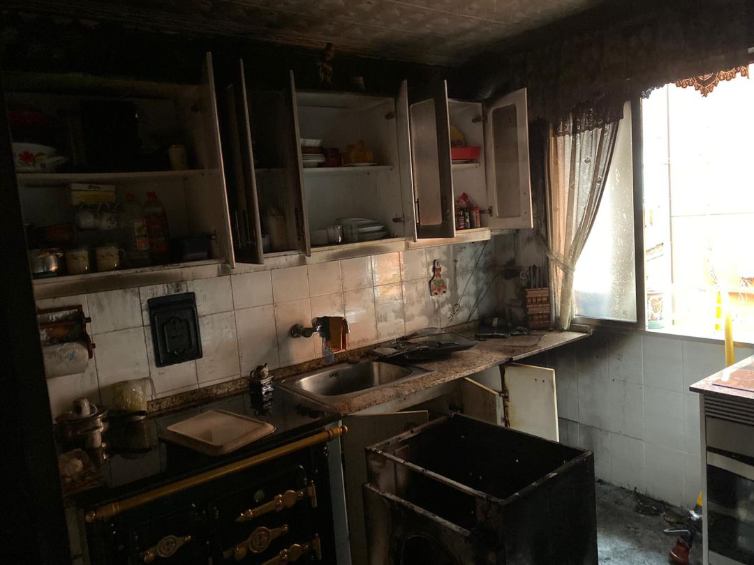 La cocina de la vivienda incendiada La cocina de la vivienda incendiada