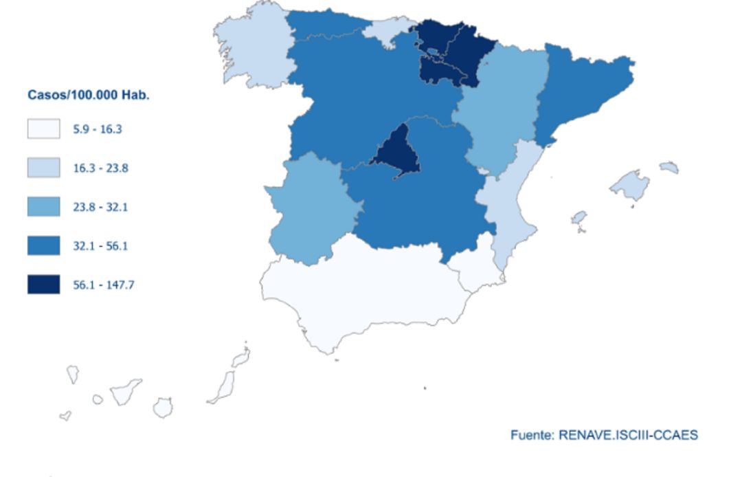 Mapa de afectación del coronavirus por Comunidades Autónomas Mapa de afectación del coronavirus por Comunidades Autónomas