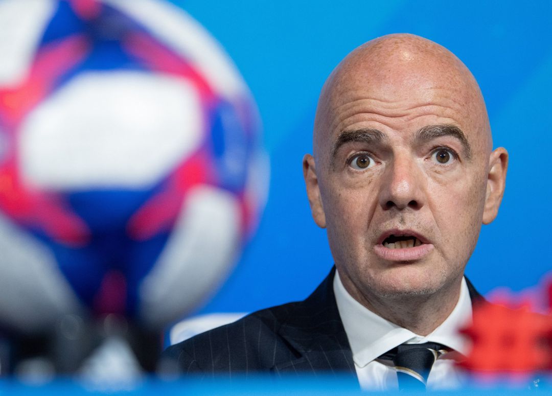 Infantino, durante una rueda de prensa. Infantino, durante una rueda de prensa.
