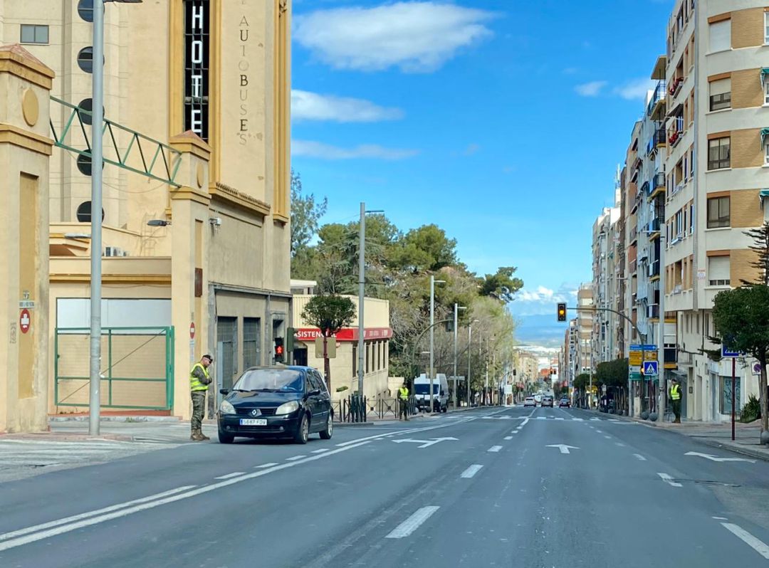 La UME, realizando labores de vigilancia en una Avenida de Madrid prácticamente desierta La UME, realizando labores de vigilancia en una Avenida de Madrid prácticamente desierta
