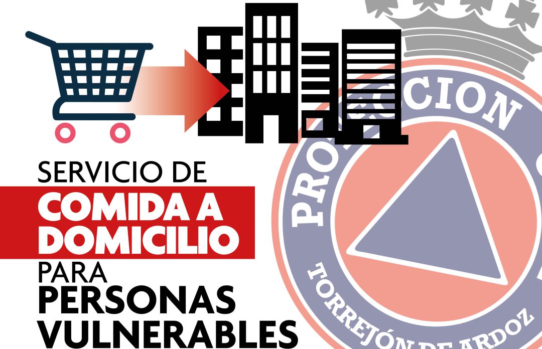 Cartel de la campaña de Comida a Domicilio de Protección Civil en Torrejón de Ardoz Cartel de la campaña de Comida a Domicilio de Protección Civil en Torrejón de Ardoz