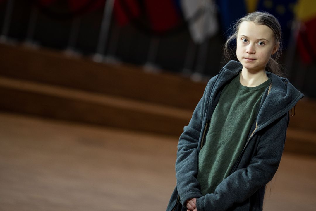 La activista Greta Thunberg durante su visita al Parlamento europeo La activista Greta Thunberg durante su visita al Parlamento europeo