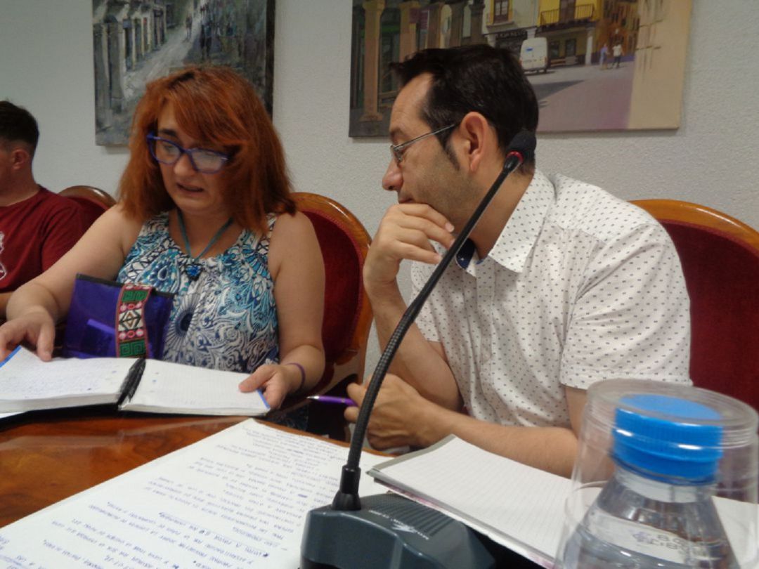 Imagen de archivo del último pleno de María Ángeles Pizarro y Andrés Gonzalo, concejales de Podemos Imagen de archivo del último pleno de María Ángeles Pizarro y Andrés Gonzalo, concejales de Podemos
