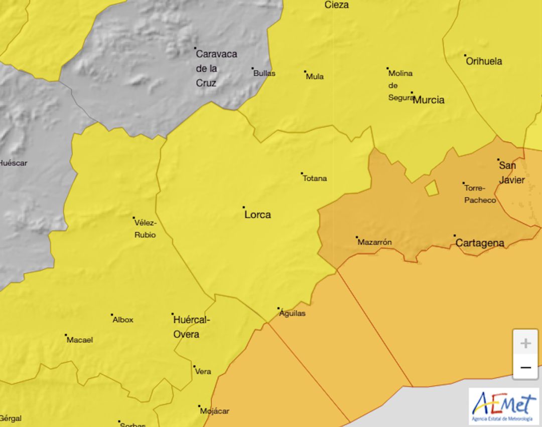 Aviso amarillo por lluvias en Lorca, Águilas y el Valle del Guadalentín Aviso amarillo por lluvias en Lorca, Águilas y el Valle del Guadalentín