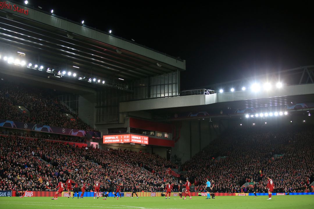 Anfield, durante el Liverpool - Atlético de Champions. Anfield, durante el Liverpool - Atlético de Champions.