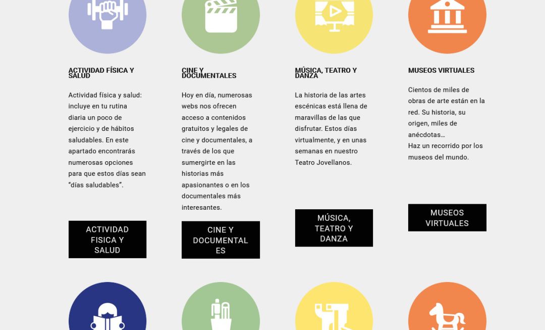 Algunas secciones de la web. Algunas secciones de la web.