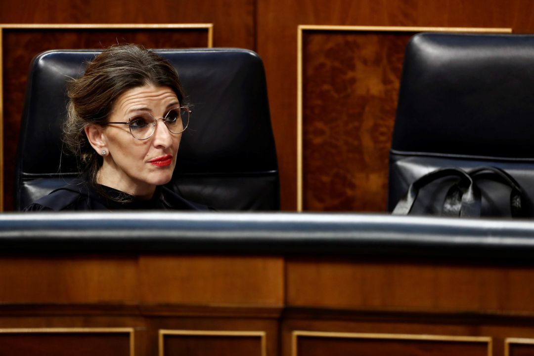 La ministra de Trabajo, Yolanda Díaz, durante el pleno celebrado este miércoles en el Congreso de los Diputados. La ministra de Trabajo, Yolanda Díaz, durante el pleno celebrado este miércoles en el Congreso de los Diputados.
