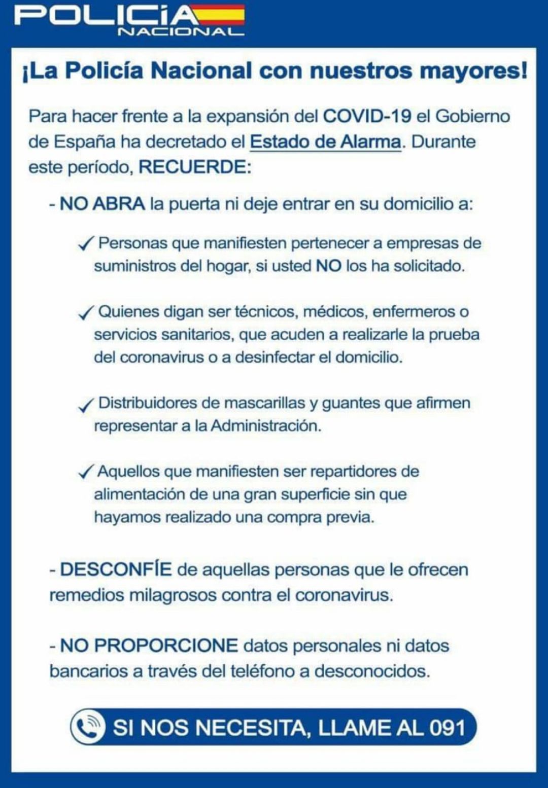 Consejos de seguridad por parte de la Policía Nacional. Consejos de seguridad por parte de la Policía Nacional.