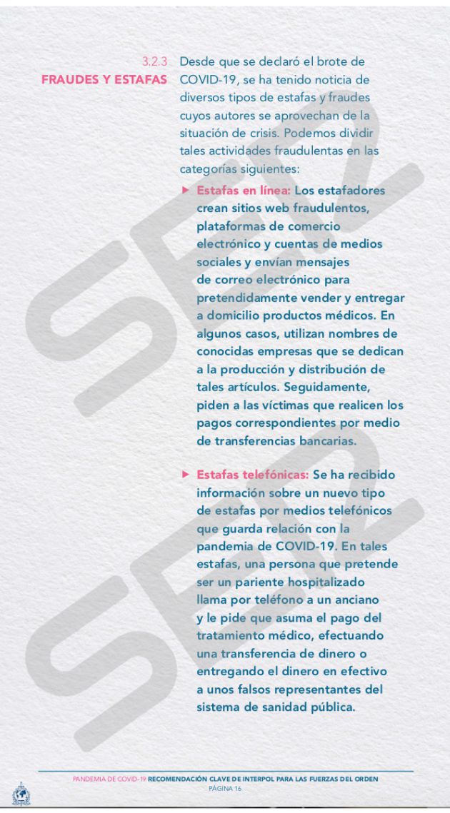 Documento de la Interpol 'Directrices para las Fuerzas del Orden' Documento de la Interpol 'Directrices para las Fuerzas del Orden'