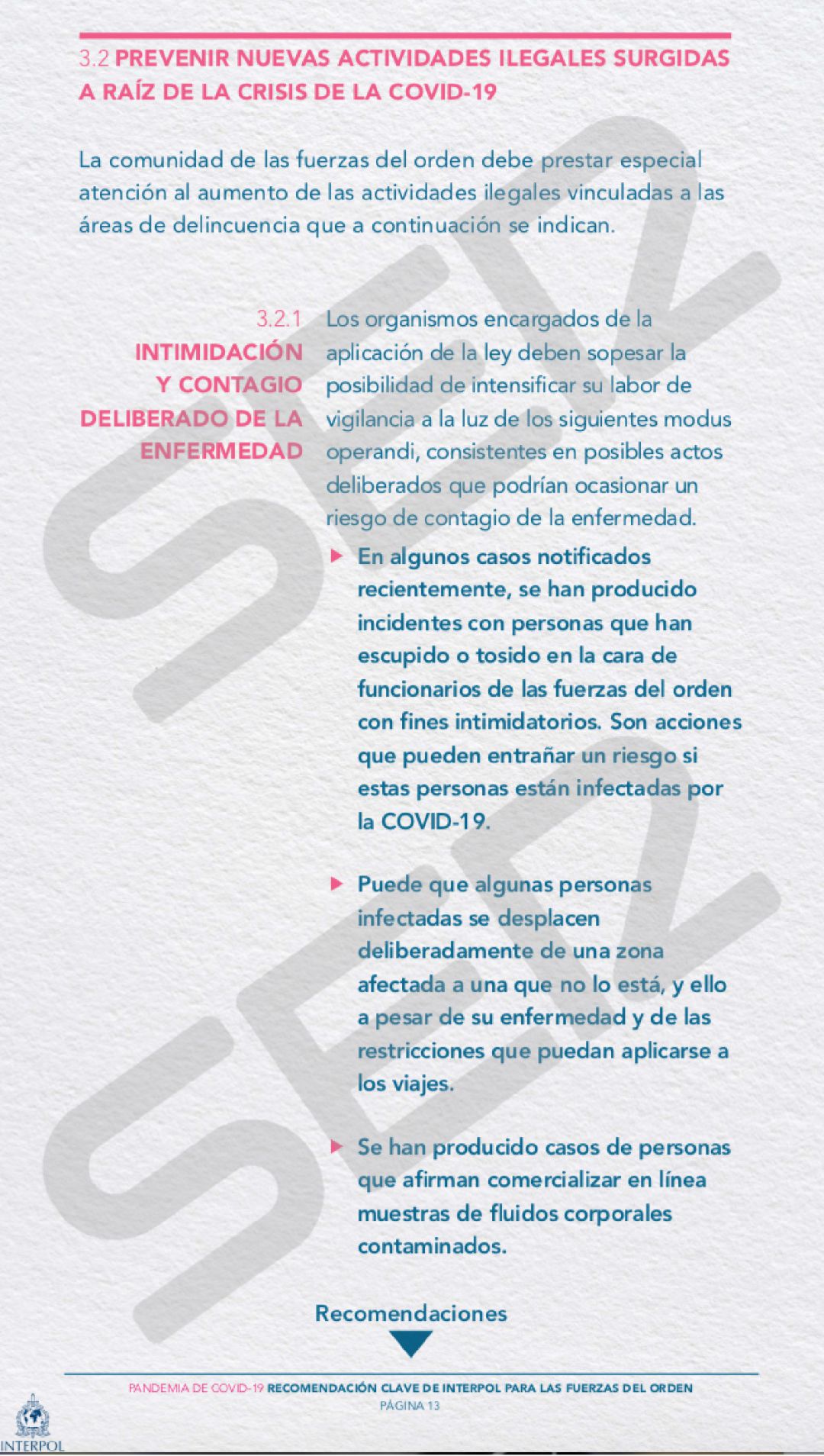Documento de la Interpol 'Directrices para las Fuerzas del Orden' Documento de la Interpol 'Directrices para las Fuerzas del Orden'