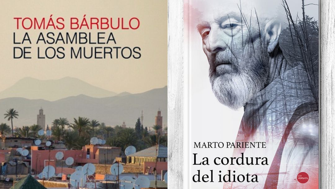 Detalles de la portada del libro 'La asamblea de los muertos' de Tomás Bárbulo y de 'La cordura del idiota' de Marto Pariente. Detalles de la portada del libro 'La asamblea de los muertos' de Tomás Bárbulo y de 'La cordura del idiota' de Marto Pariente.