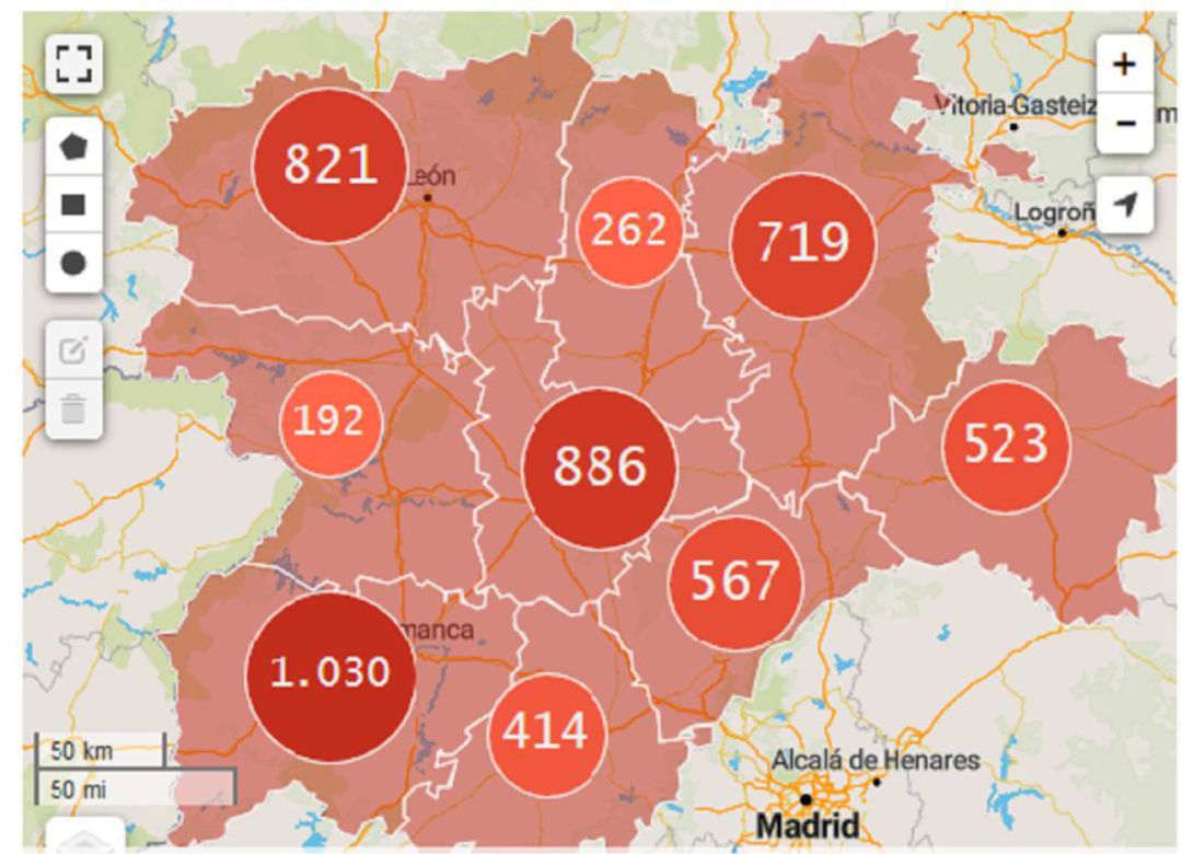 Casos confirmados en Castilla y León por coronavirus a 29 de marzo Casos confirmados en Castilla y León por coronavirus a 29 de marzo