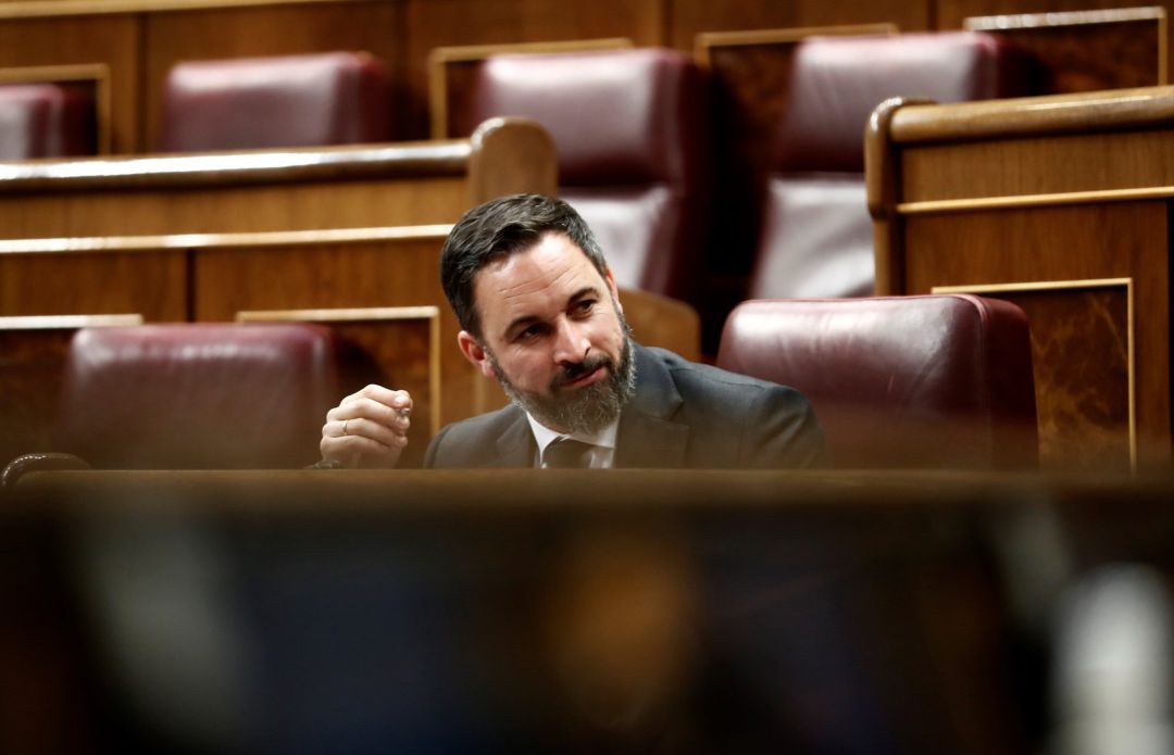 El líder de Vox, Santiago Abascal, durante un pleno en el Congreso de los Diputados en Madrid. El líder de Vox, Santiago Abascal, durante un pleno en el Congreso de los Diputados en Madrid.