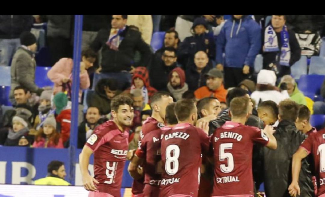 Los jugadores del Albacete celebran un gol esta temporada Los jugadores del Albacete celebran un gol esta temporada