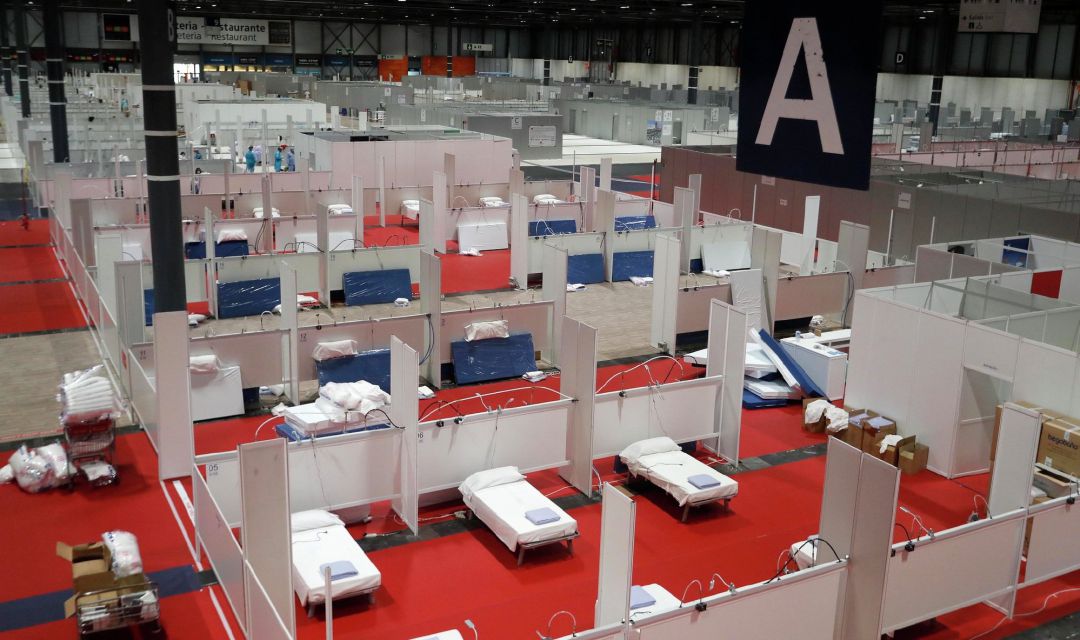 Imagen de módulos para pacientes de coronavirus instalados en Ifema. Imagen de módulos para pacientes de coronavirus instalados en Ifema.