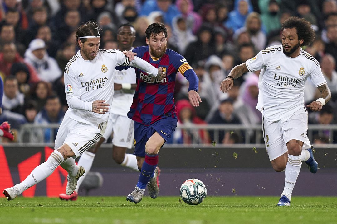 Ramos, Messi y Marcelo, en un Clásico entre Real Madrid y Barcelona. Ramos, Messi y Marcelo, en un Clásico entre Real Madrid y Barcelona.