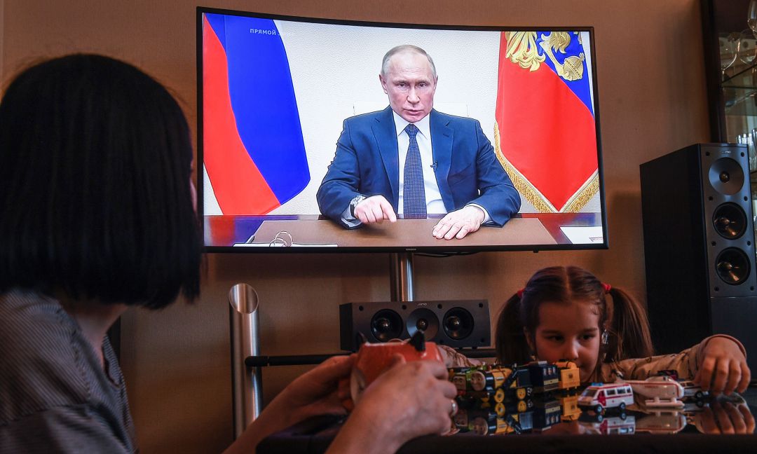 Putin, en su intervención televisiva Putin, en su intervención televisiva