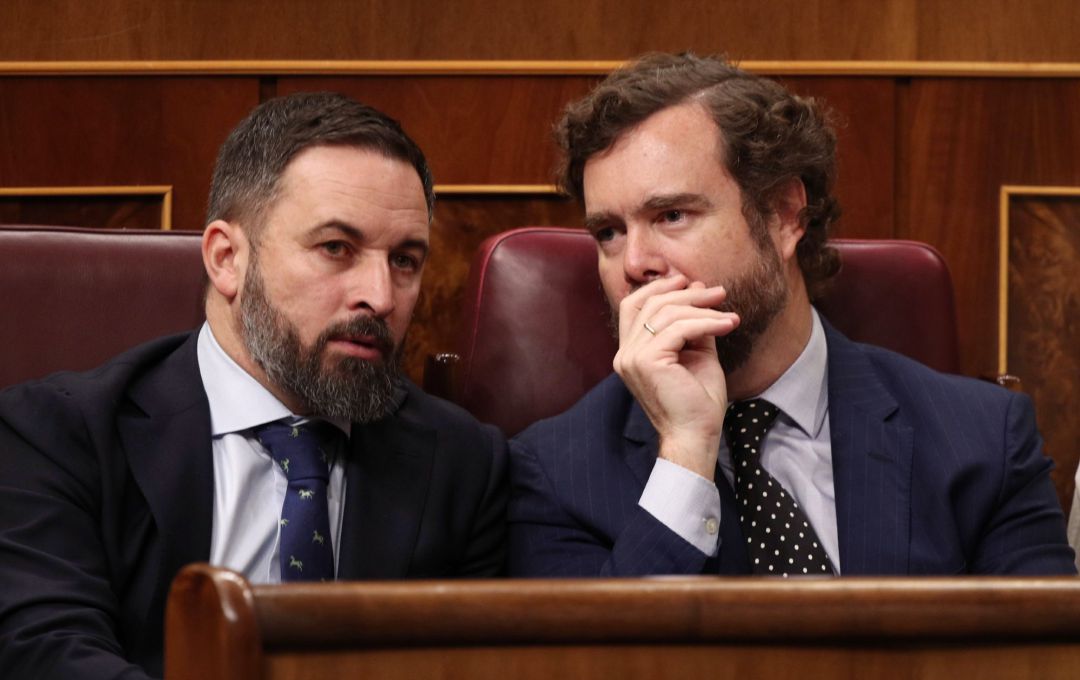 El presidente de Vox, Santiago Abascal, y el portavoz en el Congreso, Iván Espinosa de los Monteros El presidente de Vox, Santiago Abascal, y el portavoz en el Congreso, Iván Espinosa de los Monteros
