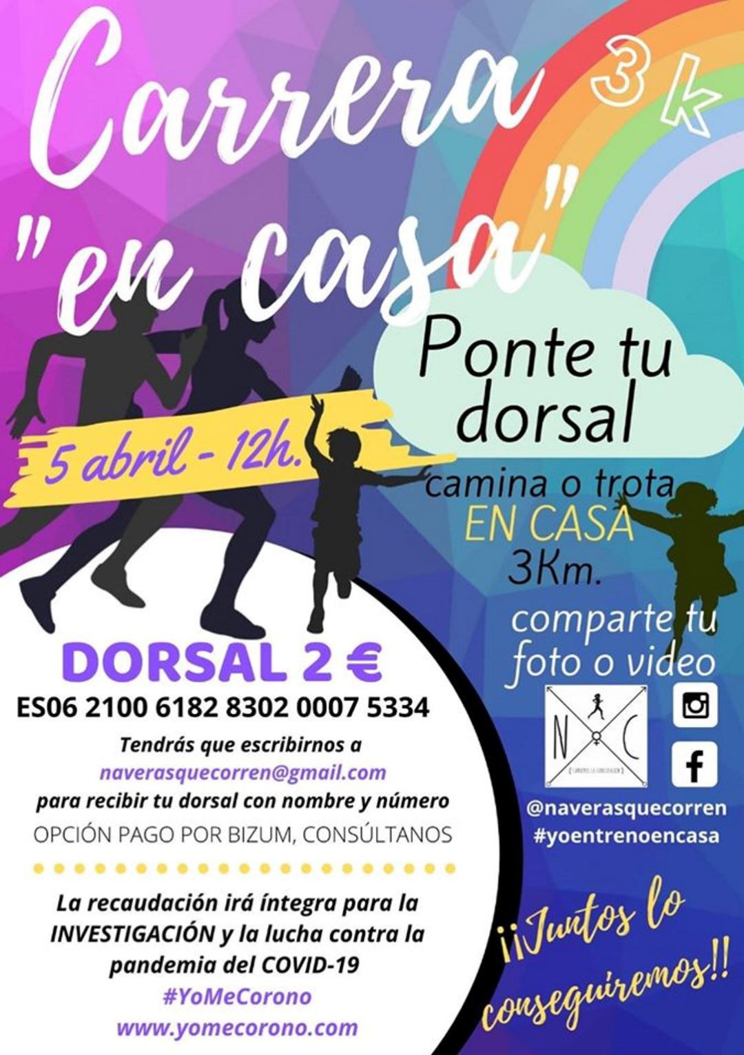 Cartel que promociona la iniciativa solidaria Carrera en casa Cartel que promociona la iniciativa solidaria Carrera en casa