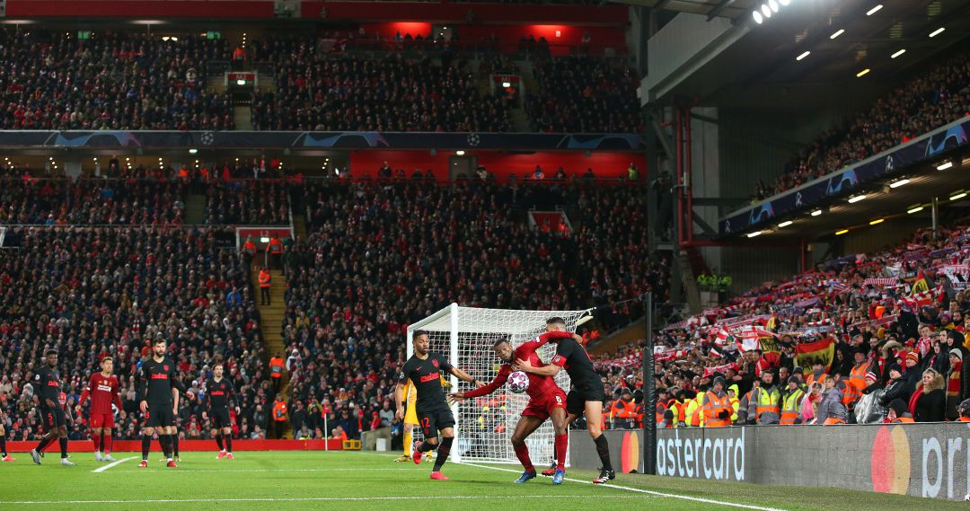 Un instante del Liverpool - Atlético de la Champions. Un instante del Liverpool - Atlético de la Champions.