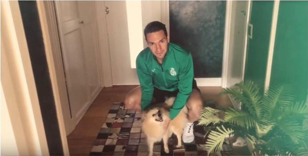 David Rodríguez junto a Roni, su spitz alemán, en su casa David Rodríguez junto a Roni, su spitz alemán, en su casa