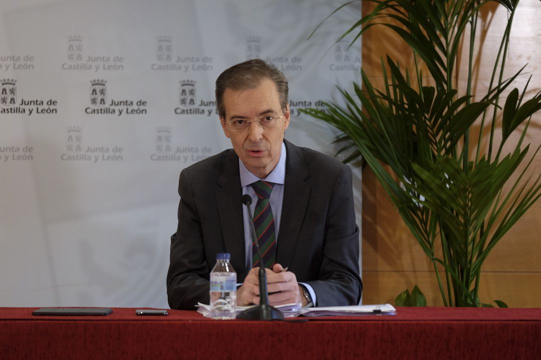 Germán Barrios, consejero de Empleo e Industria de la Junta de Castilla y León en su comparecencia este sábado 4 de abril Germán Barrios, consejero de Empleo e Industria de la Junta de Castilla y León en su comparecencia este sábado 4 de abril