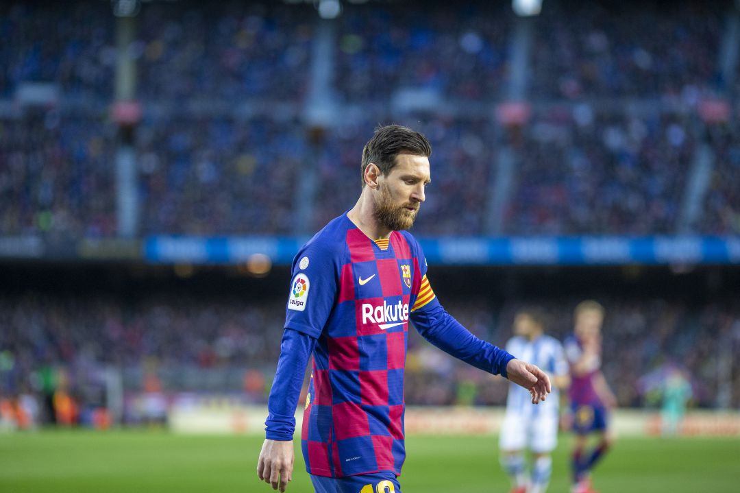 Messi, durante el último partido de Liga contra la Real Sociedad. Messi, durante el último partido de Liga contra la Real Sociedad.