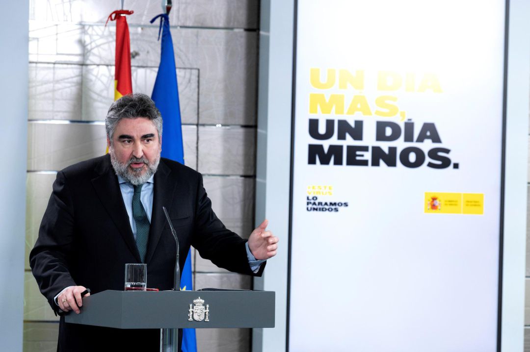 Fotografía facilitada por Moncloa del ministro de Cultura, José Manuel Rodríguez Uribes, durante la rueda de prensa ofrecida este martes en el Palacio de la Moncloa Fotografía facilitada por Moncloa del ministro de Cultura, José Manuel Rodríguez Uribes, durante la rueda de prensa ofrecida este martes en el Palacio de la Moncloa