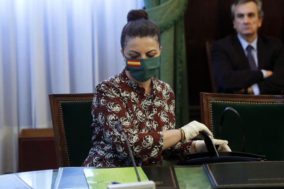 La secreteria general de Vox, Maacrena Olona, este martes durante la reunión de la Junta de Portavoces. La secreteria general de Vox, Maacrena Olona, este martes durante la reunión de la Junta de Portavoces.