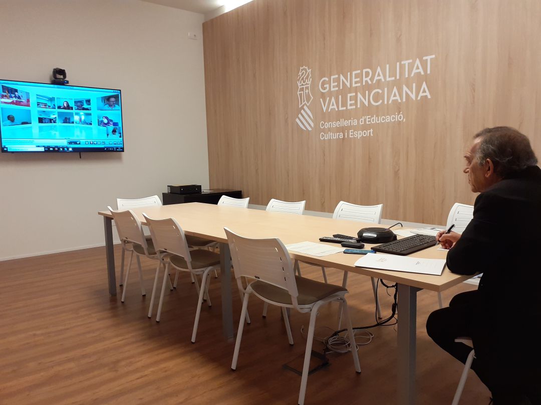 El secretario autonómico de Educación, Miguel Soler, participa en la Comisión General de Educación celebrada este miércoles por videoconferencia con el resto de comunidades autónomas y el ministerio El secretario autonómico de Educación, Miguel Soler, participa en la Comisión General de Educación celebrada este miércoles por videoconferencia con el resto de comunidades autónomas y el ministerio