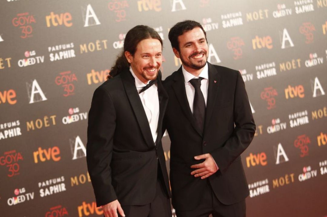 Pablo Iglesias y Alberto Garzón en la gala de los Goya en imagen de archivo Pablo Iglesias y Alberto Garzón en la gala de los Goya en imagen de archivo