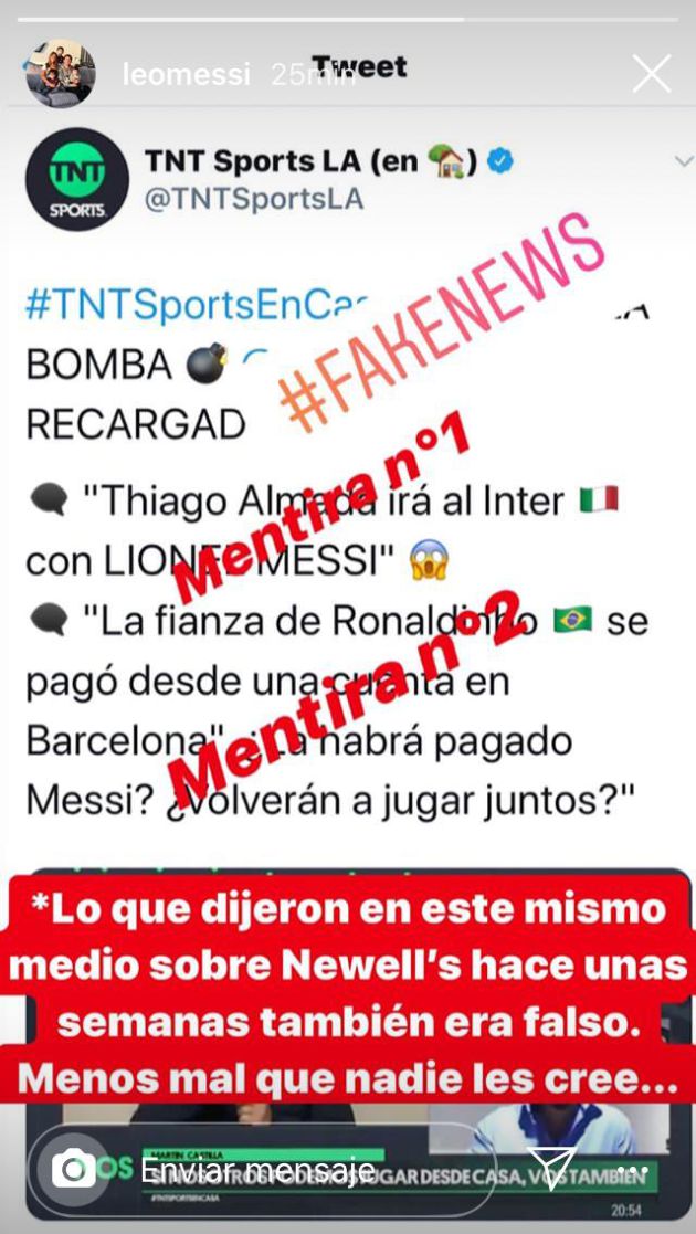 El storie de Leo Messi en Instagram El storie de Leo Messi en Instagram