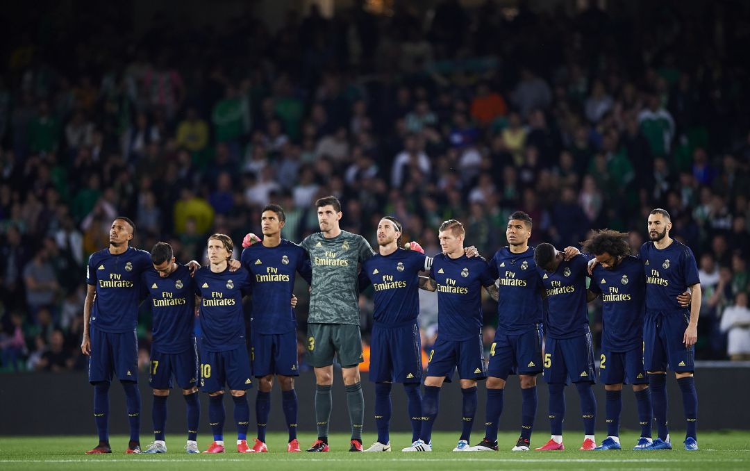 Los jugadores del Real Madrid, antes del partido contra el Betis. Los jugadores del Real Madrid, antes del partido contra el Betis.