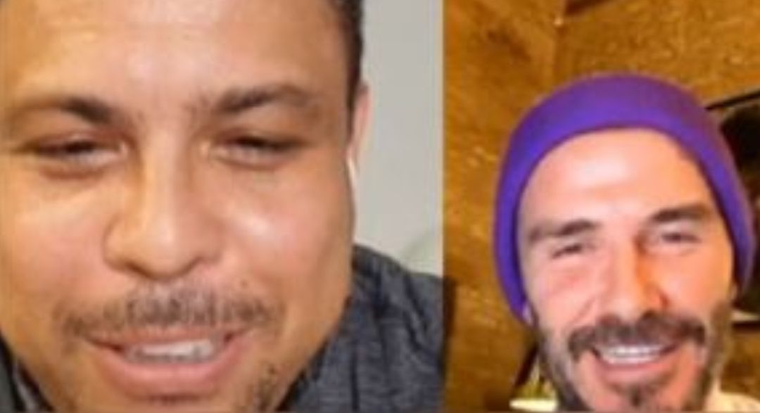 Ronaldo y Beckham en plena videollamada Ronaldo y Beckham en plena videollamada