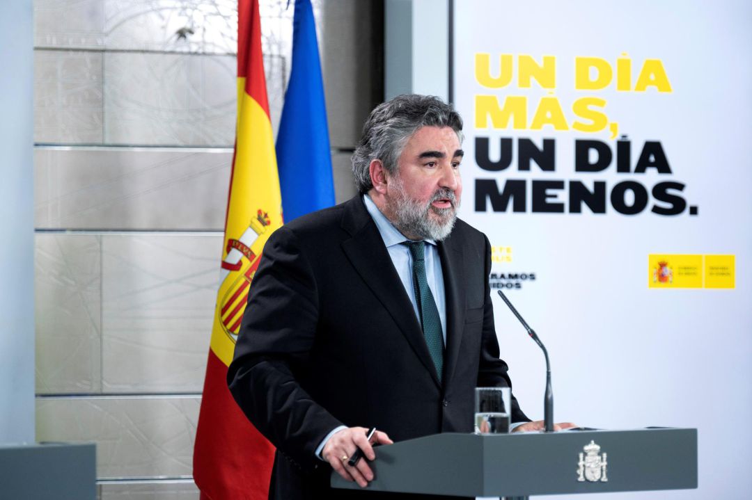 Fotografía facilitada por Moncloa del ministro de Cultura, José Manuel Rodríguez Uribes, durante la rueda de prensa ofrecida este martes en el Palacio de la Moncloa Fotografía facilitada por Moncloa del ministro de Cultura, José Manuel Rodríguez Uribes, durante la rueda de prensa ofrecida este martes en el Palacio de la Moncloa
