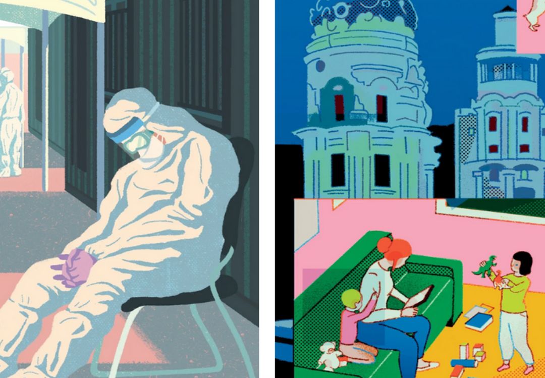 A la derecha, imagen de Madrid de la ilustradora Ana Galvañ para la revista New Yorker A la derecha, imagen de Madrid de la ilustradora Ana Galvañ para la revista New Yorker
