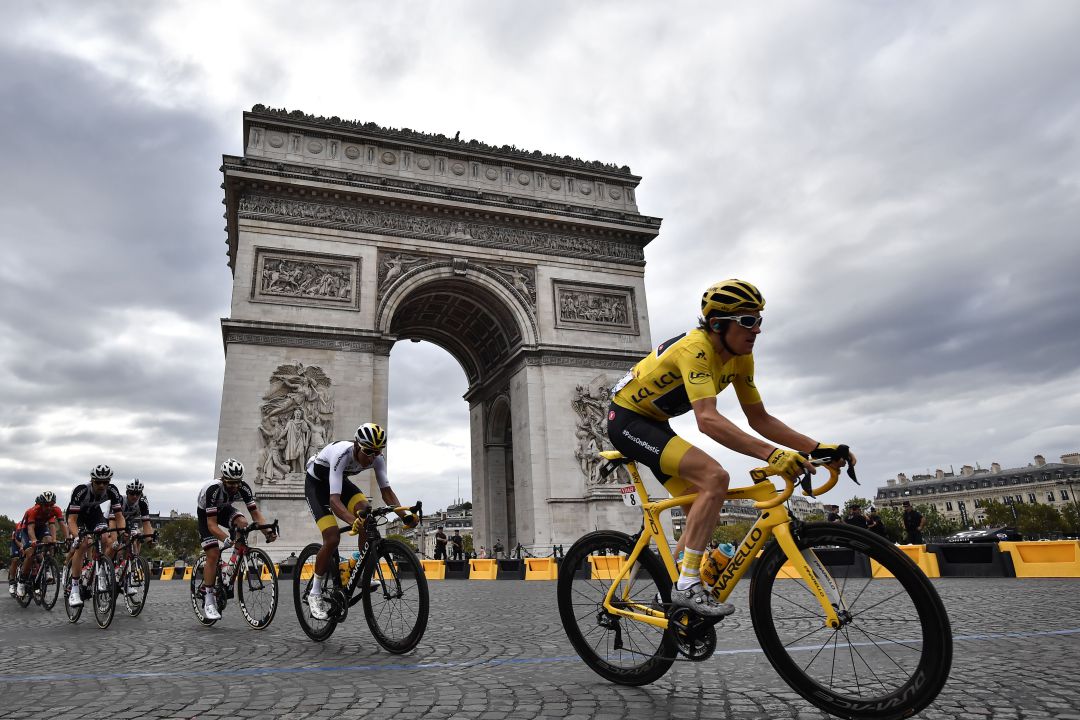Imagen de archivo del Tour de Francia celebrado en 2018 Imagen de archivo del Tour de Francia celebrado en 2018