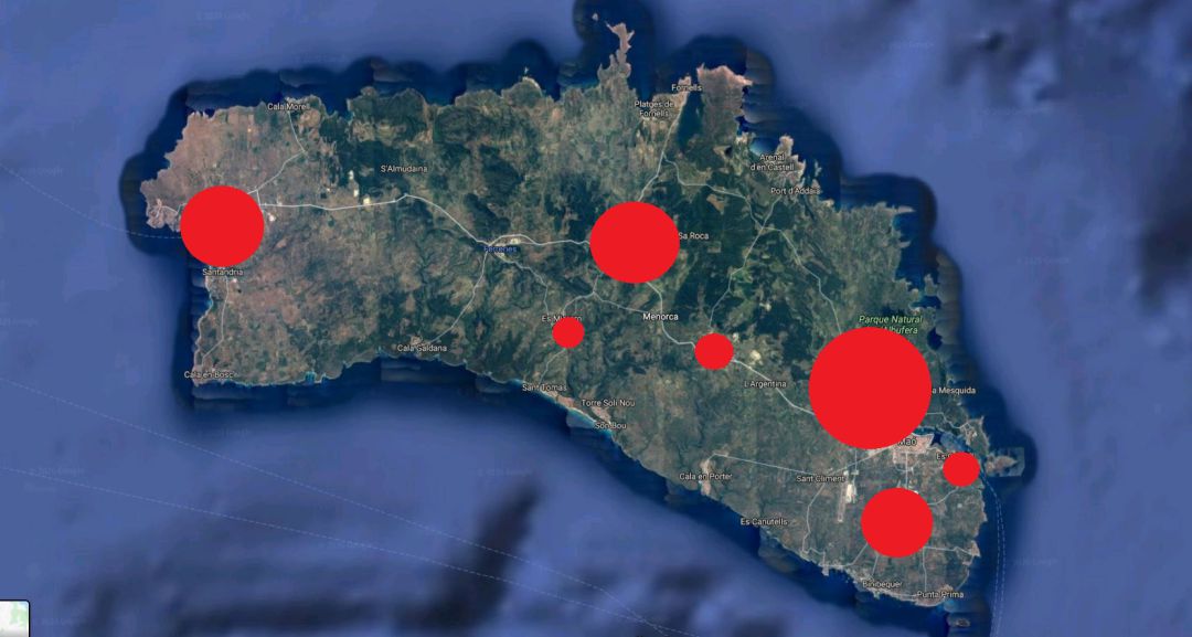 Mapa de incidencia del coronavirus en Menorca Mapa de incidencia del coronavirus en Menorca