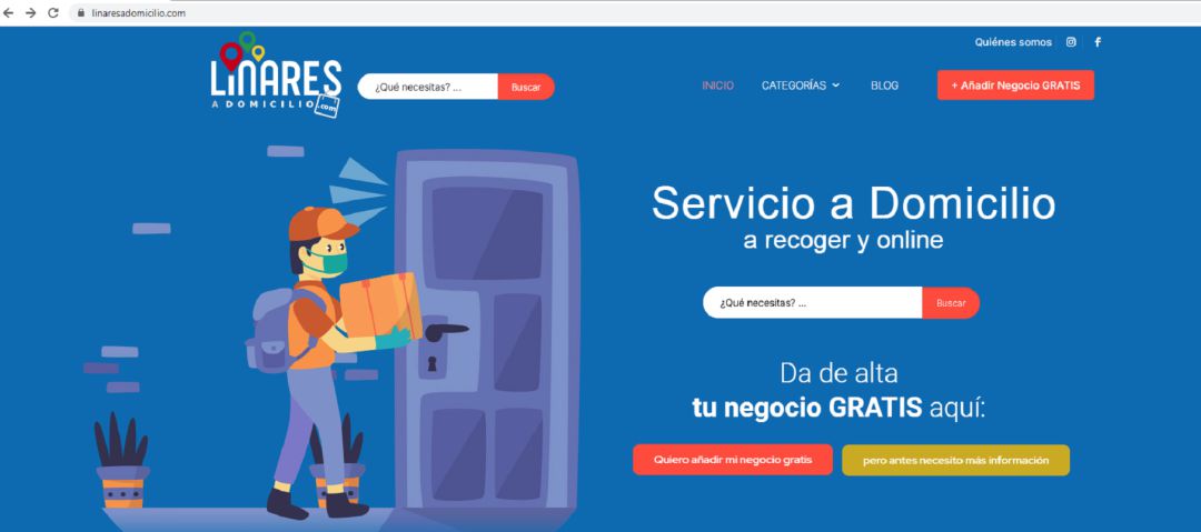 Portada de inicio en la web de ayuda a comercios locales Portada de inicio en la web de ayuda a comercios locales