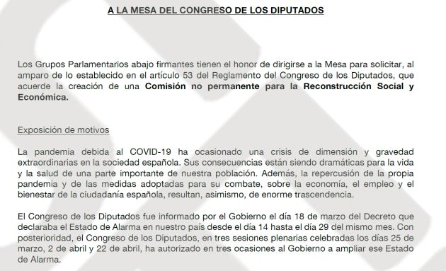 La propuesta del PSOE para la mesa de reconstrucción. La propuesta del PSOE para la mesa de reconstrucción.