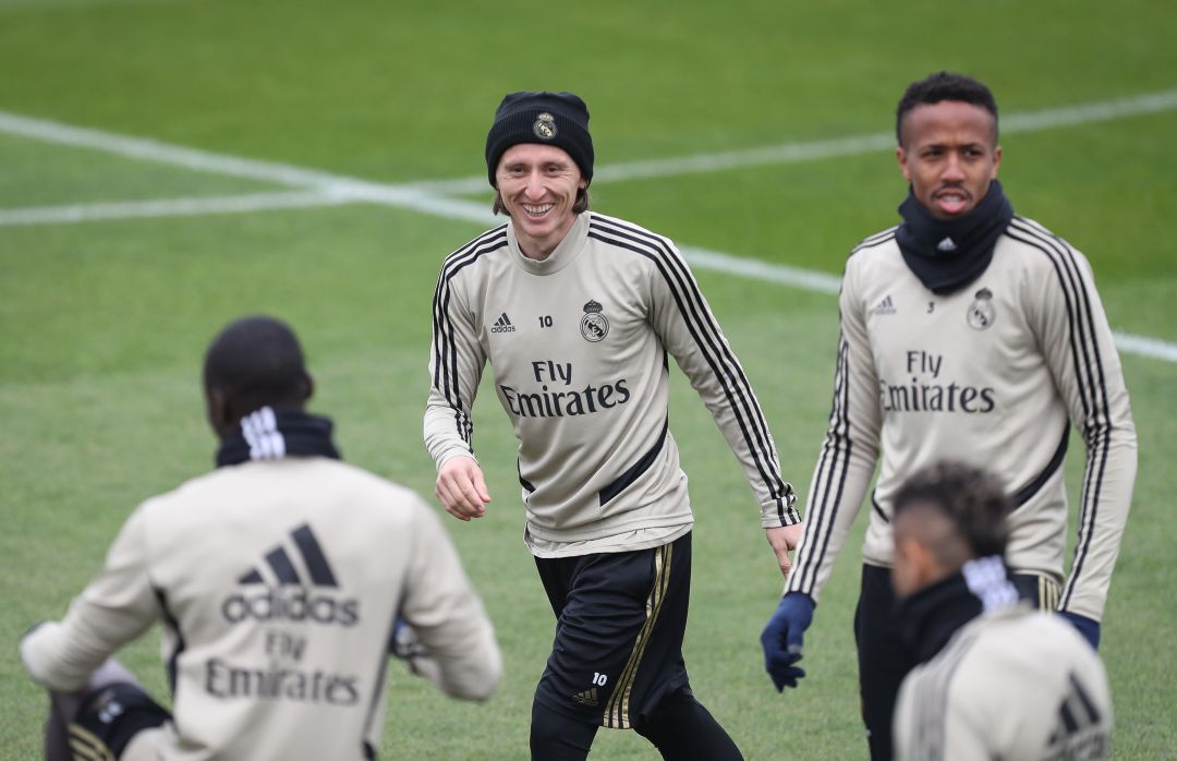 Los jugadores del Real Madrid, en un entrenamiento en Valdebebas. Los jugadores del Real Madrid, en un entrenamiento en Valdebebas.
