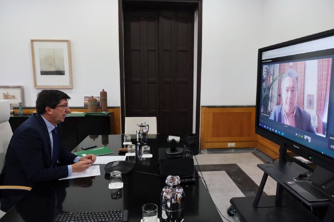 Reunión telemática entre Juan Marín y Juan Espadas Reunión telemática entre Juan Marín y Juan Espadas