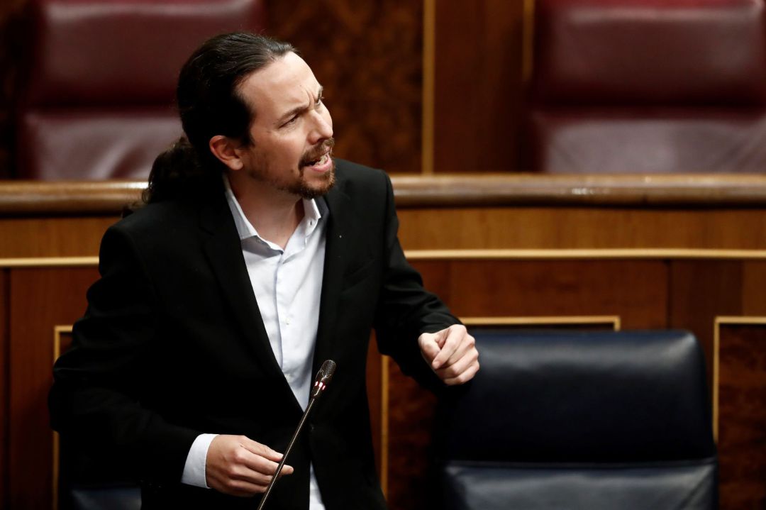 El vicepresidente segundo y ministro de Derechos Sociales, Pablo Iglesias, durante el pleno celebrado este miércoles en el Congreso El vicepresidente segundo y ministro de Derechos Sociales, Pablo Iglesias, durante el pleno celebrado este miércoles en el Congreso