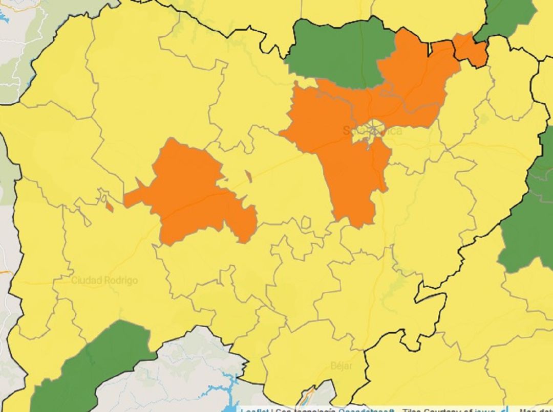 Robleda, en la parte inferior del mapa, se queda como zona libre de COVID-19. Robleda, en la parte inferior del mapa, se queda como zona libre de COVID-19.