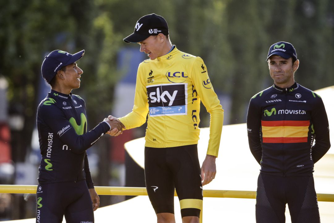Quintana, en el podio del Tour junto a Froome. Quintana, en el podio del Tour junto a Froome.