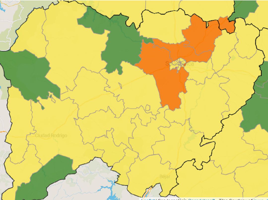 Mapa de la incidencia del coronavirus en Salamanca en este 28 de abril. Mapa de la incidencia del coronavirus en Salamanca en este 28 de abril.