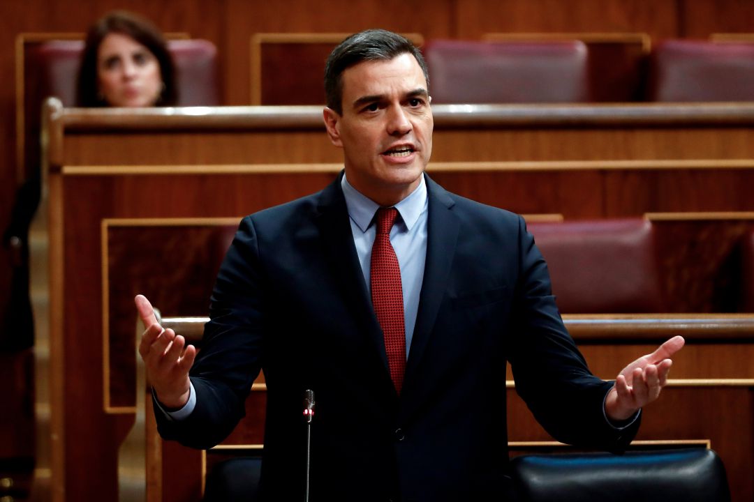 Pedro Sánchez, durante su intervención en el pleno del Congreso Pedro Sánchez, durante su intervención en el pleno del Congreso